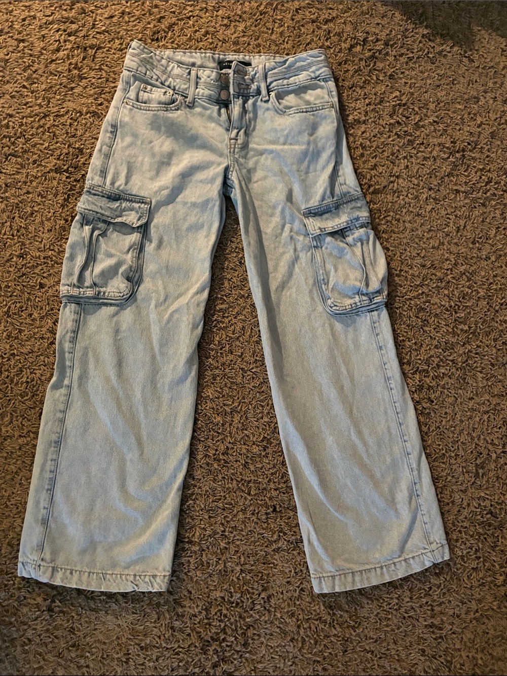 Aeropostale Baggy Wide Leg Cargo Jeans Light Wash Size 0S